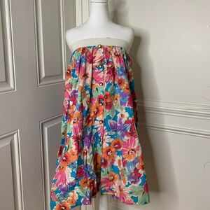 Vintage 70’s floral midi skirt/strapless summer dress with elastic band